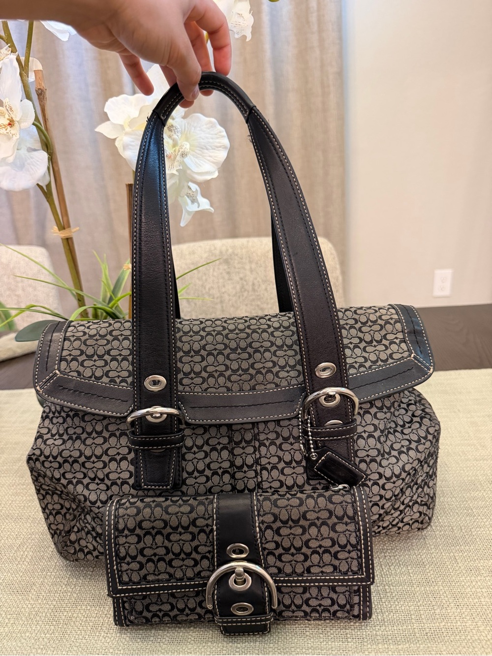 Coach satchel with matching wallet
